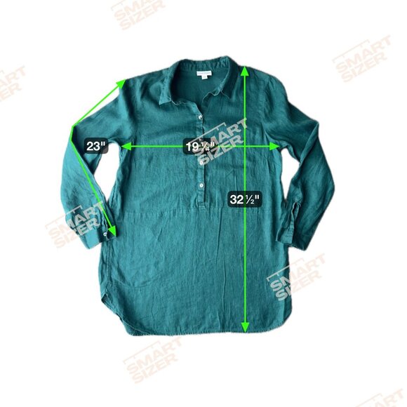J Jill Love Linen Shirt Womens Green Button Front Tunic Top M Long Sleeve Loose - Picture 2 of 8